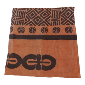 Vintage Large Black and Burnt Orange Mud-Cloth African Textile