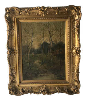 19th C. Woodland Oil on Board