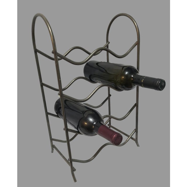 Late 20th Century Late 20th Century Modern Wavy Metal 8 Bottle Countertop Wine Rack For Sale - Image 5 of 5