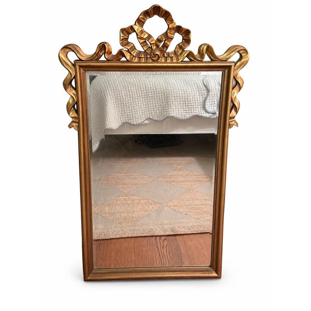 1980s Pair of Carolina Mirror Company Gold Ribbon and Bow Mirrors For Sale In New York - Image 6 of 6