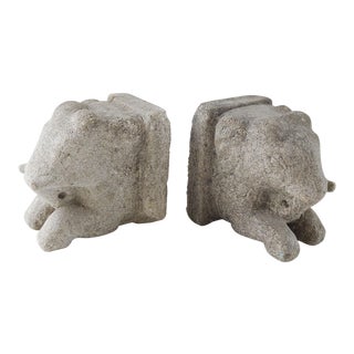 Cast Stone Concrete Elephant Bookends - a Pair For Sale