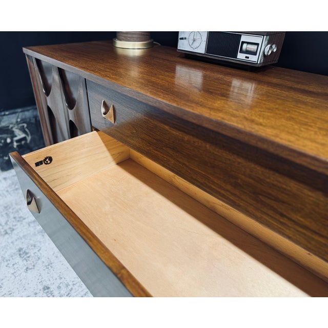Wood Fully Refinished Broyhill Brasilia 66" Walnut Credenza | Mid-Century Modern For Sale - Image 7 of 8
