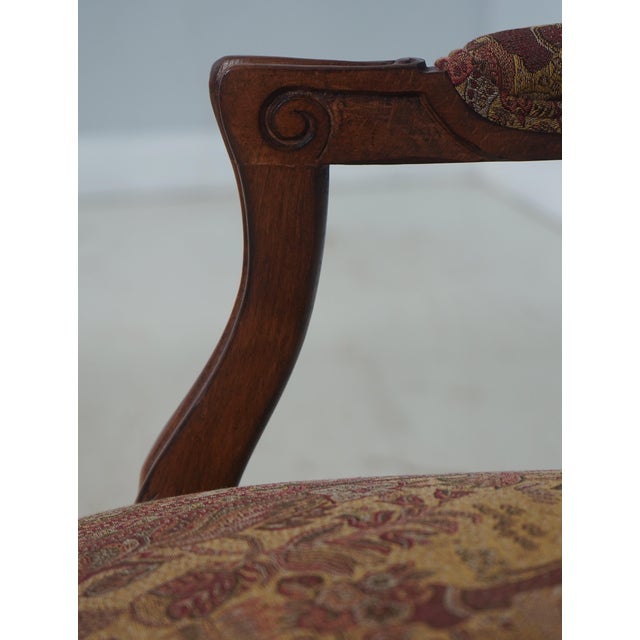 Brown Set of 8 French Style Carved Upholstered Dining Room Chairs For Sale - Image 8 of 18
