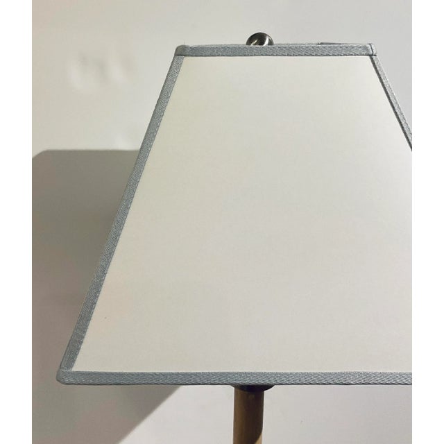 Contemporary Organic Modern Light Wood and Brushed Steel Designer Table Lamps Pair For Sale - Image 3 of 6