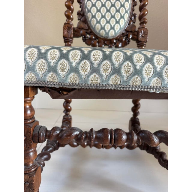 Circa 1860 French Louis XIII Hunting Style Carved Oak Chairs, Set of 4 For Sale - Image 10 of 14
