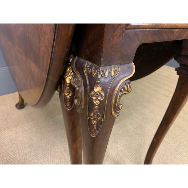 Burr Walnut Drop Flap Table, 1920 For Sale - Image 3 of 15