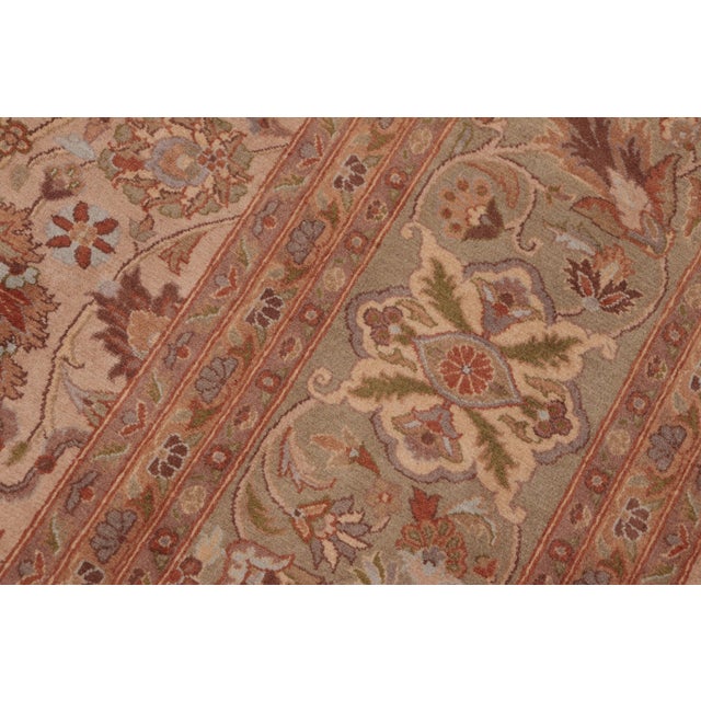 Shabby Chic Pak-Persian Taupe/Green Wool Rug - 7'11'' X 9'11'' For Sale - Image 4 of 10