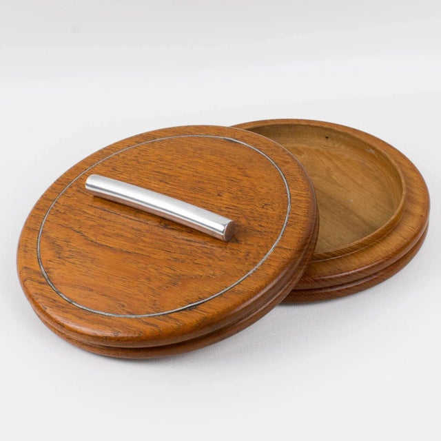 Art Deco Carved Wooden Box with Metal Accent, France 1930s For Sale - Image 4 of 8