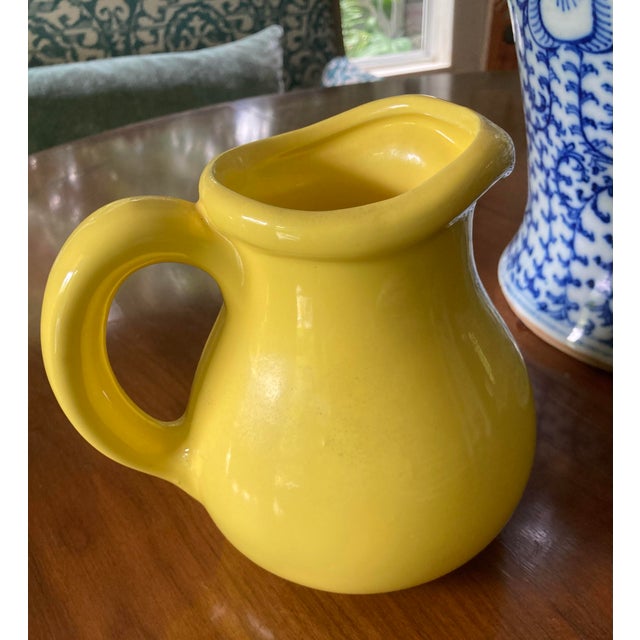 Haeger Vintage Authentic Glossy Yellow Stamped Ceramic Haeger Pitcher. For Sale - Image 4 of 7
