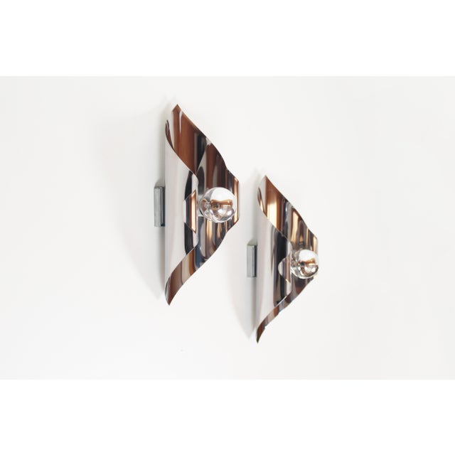Vintage Space Age Wall Lamps in Polished Metal from Polam, 1970s, Set of 2 For Sale - Image 10 of 10