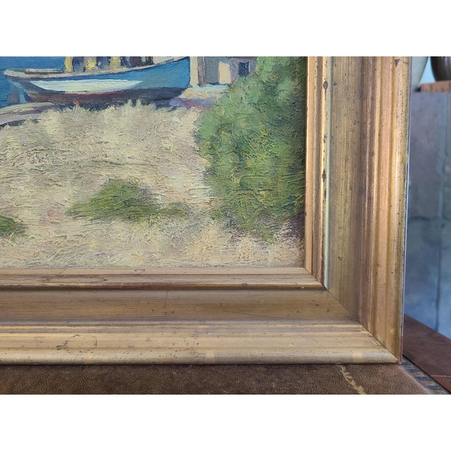 Arthur Harold Knott Antique 1920s Oil Painting Morro Bay Sailboat Landscape For Sale - Image 11 of 15