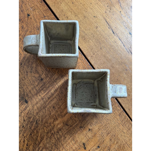 2010s Tom Butcher Ceramics Square Stoneware Mugs - Set of 2 For Sale - Image 5 of 9