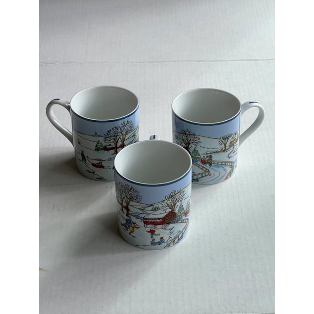 1990s Tiffany & Co Winter Scene Mugs- 3 For Sale - Image 5 of 6