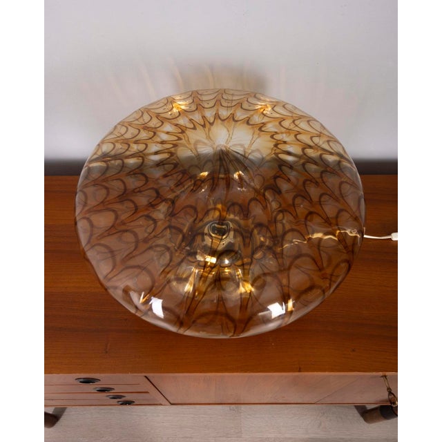 Metal Vintage Italian Amber Murano Glass Table Lamp, 1970s For Sale - Image 7 of 10