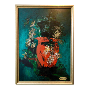 Unknown, Bright Vibrant Pop Art Enamel Oil Painting Flowers NYC Abstract Expressionist, 1994
