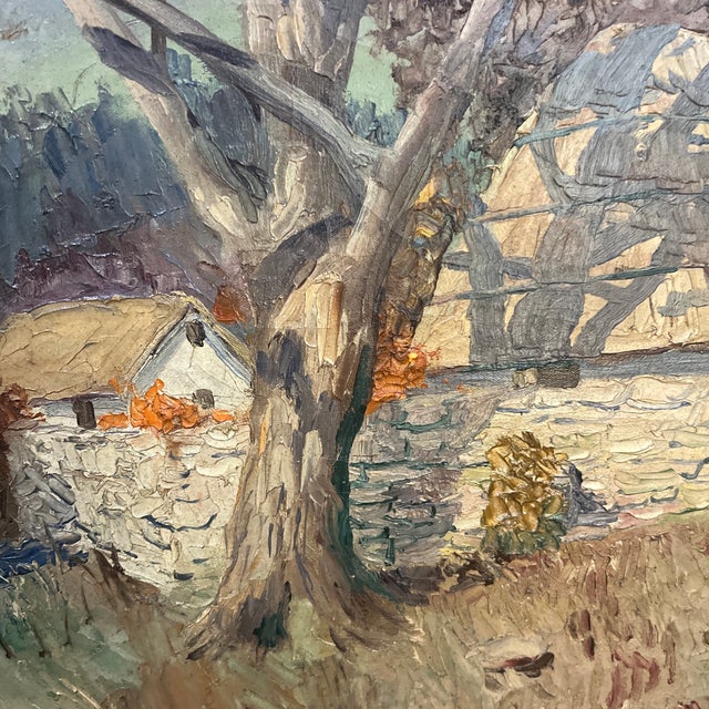 Oil on Canvas American School Impasto by Irish Artist Ralph Cone Framed Signed Made in 1940 For Sale - Image 9 of 12