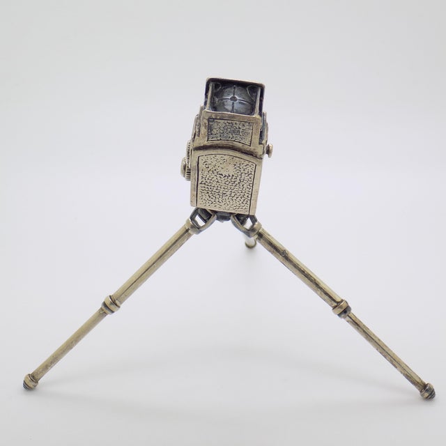1960s Vintage Italian Handmade Silver Tripod Camera Long Figurine, 1960s For Sale - Image 5 of 10