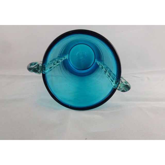 Vintage Blenko Non-Crackle Turquoise Winged Vase For Sale In New York - Image 6 of 7