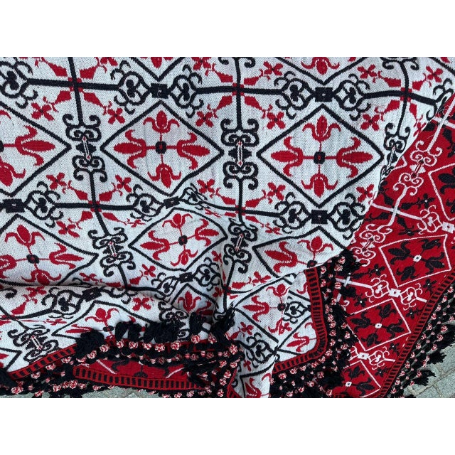 Large Square Jacquard Double Face Rug Cover, 1980s For Sale - Image 17 of 18