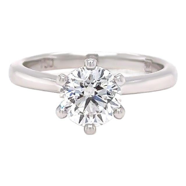 Gia 18ct White Gold Diamond Engagement Ring 1.01ct 3.62g, Size 4.5 For Sale
