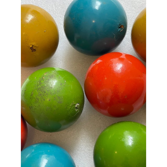 Mid Century Modern 12 Vintage Carpet Wood Balls Polychrome For Sale - Image 4 of 4