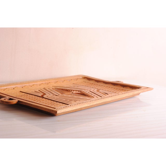 Wood Carved Wooden Serving Tray, 1970s For Sale - Image 7 of 8