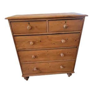 Antique Pine Two Over Three Drawers - Chest of Drawers From England