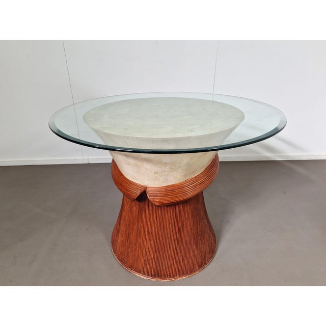 Vintage Dining Table in Stone and Pencil Reed, 1970s For Sale - Image 11 of 11