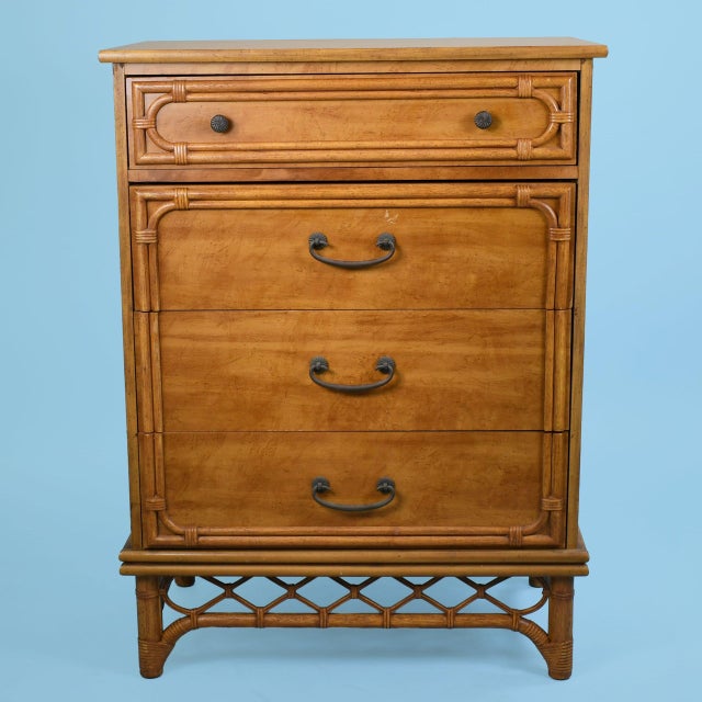 Late 20th Century Late 20th Century Faux Bamboo Tall Boy For Sale - Image 5 of 6