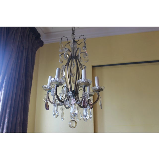 1900-1910 French Louis XV Style Cut Crystal/ Bronze Cage Chandelier in the Style of Baccarat For Sale - Image 10 of 13