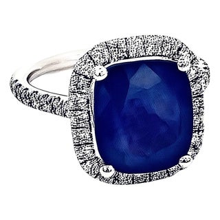 Natural Sapphire Diamond Ring Size 6.5 14k White Gold 6.35 Certified For Sale