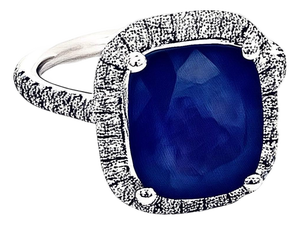 Natural Sapphire Diamond Ring Size 6.5 14k White Gold 6.35 Certified
