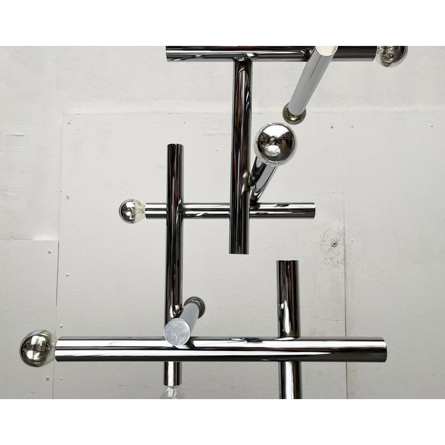 Metal Mid-Century Minimalist Space Age Chrome Ceiling Lamp from Temde, Switzerland, 1960s For Sale - Image 7 of 18