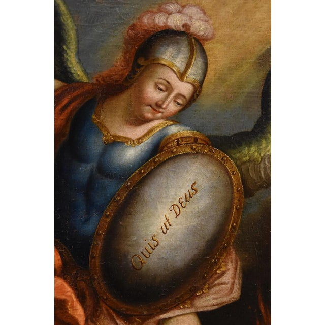 Juan Pedro López, Saint Michael the Archangel, 1760, Oil on Canvas, Framed For Sale - Image 11 of 17