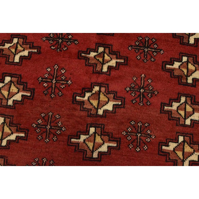 Textile Turkmen Rug 4’3” X 6’1” Red Wool Vintage Tribal Hand-Knotted Carpet For Sale - Image 7 of 12