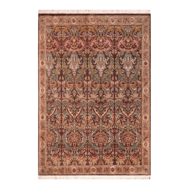 Art Nouveau Imran Pak-Persian Brown/Gold Wool Rug - 8'2'' X 10'2'' For Sale