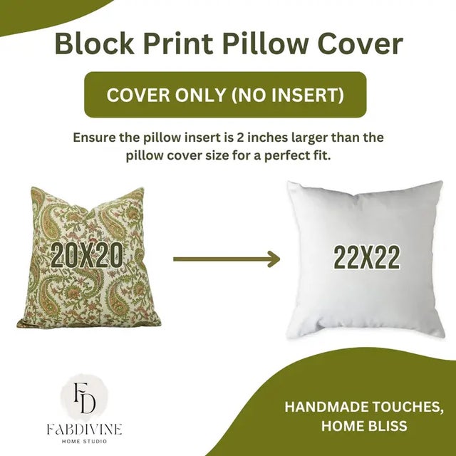 Not Yet Made - Made To Order Fabdivine Indian Block Print Cushion Cover 14x20 Inch Cotton Satin-Kiara For Sale - Image 5 of 5