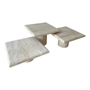 1970s Italian Travertine Tables Set of 3