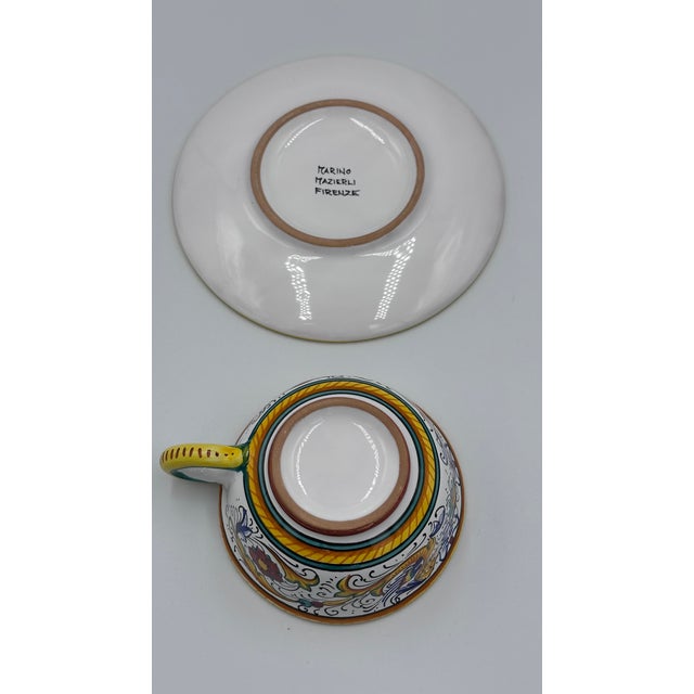 1970s Marino Mazierli Raffaellesco Breakfast Cappuccino Cup Saucer Hand-Painted Dragon Italy For Sale In Palm Springs - Image 6 of 9