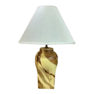 Mid Century Swirl Glaze Ginger Jar Ceramic Lamp For Sale