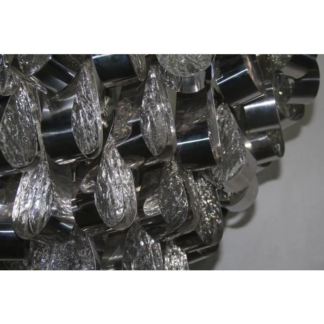 Steel & Glass Waterfall Ceiling Lamp, 1970s For Sale - Image 6 of 18