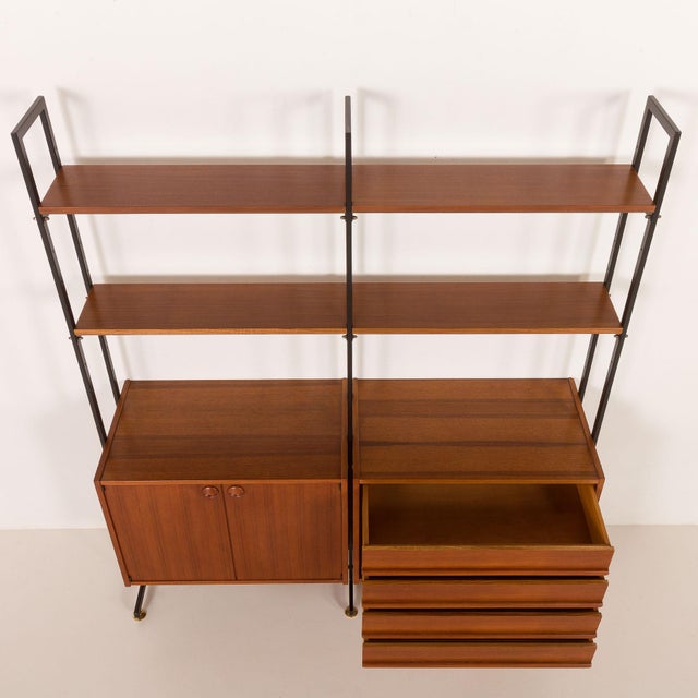 Brown Italian Vintage Free Standing Wall Unit by IMB, 1970s For Sale - Image 8 of 18
