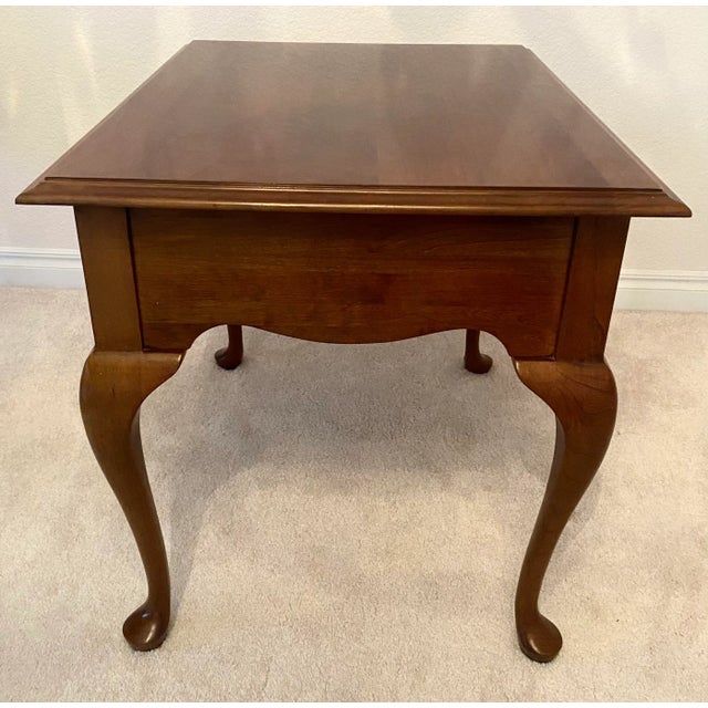 Ethan Allen Ethan Allen Georgian Court Cherry Rectangular End Table Excellent Condition Late 20th Century For Sale - Image 4 of 11