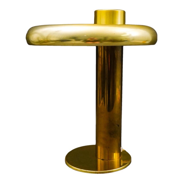 Pierre Cardin Style Vintage Modernist Brass Table Desk Lamp For Sale