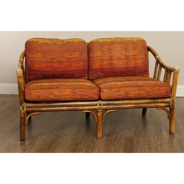 Hollywood Regency McGuire Vintage Bamboo Loveseat For Sale - Image 3 of 12