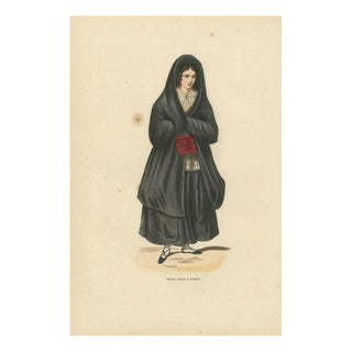 Markaert, Young Woman of Porto, 1845, Portugal Hand-Coloured Lithograph For Sale