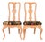 Drexel Heritage Queen Anne Carved Oak and Burl Wood Side Chairs or Dining Chairs, Pair For Sale