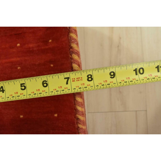 Gabbeh Runner 3’1” X 9’11” Red Wool Contemporary Hand-Knotted Oriental Rug For Sale - Image 11 of 13