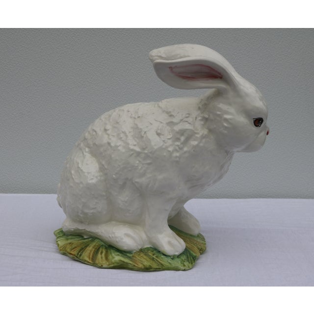 Mid Century Italian Large White Majolica Ceramic Bunny Rabbit Statue For Sale In Cincinnati - Image 6 of 11