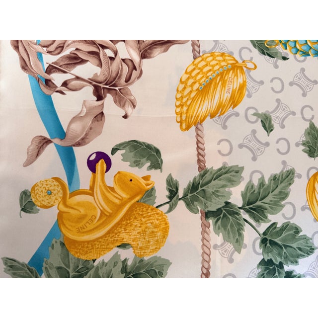Textile Celine Silk Scarf Squirrel in Foliage 1980 For Sale - Image 7 of 7